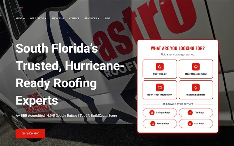 Aastro Roofing website
